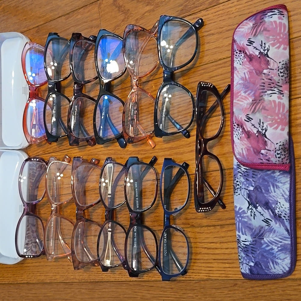 Stylish Reader Eyeglasses Collection (13) with Cases - Most Are 2.50